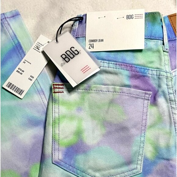 BDG Womens 24” High-Waisted Floral Print Wide-Leg Jeans Pastel - Picture 14 of 16